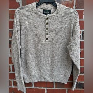 Red Head Mens Long Sleeve Henley Pullover 1/4 Button Down M Crew Neck Sweater Z3